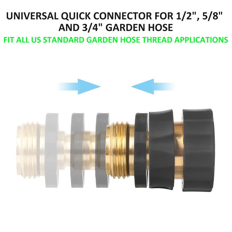 STYDDI Garden Hose Quick Connect Fittings Coupler, Metal Hose Fitting Quick Connector 3/4 Inch GHT Male and Female - No Leaks Water Hoses Quick Disonnect Adapter, 4 Set - Image 5